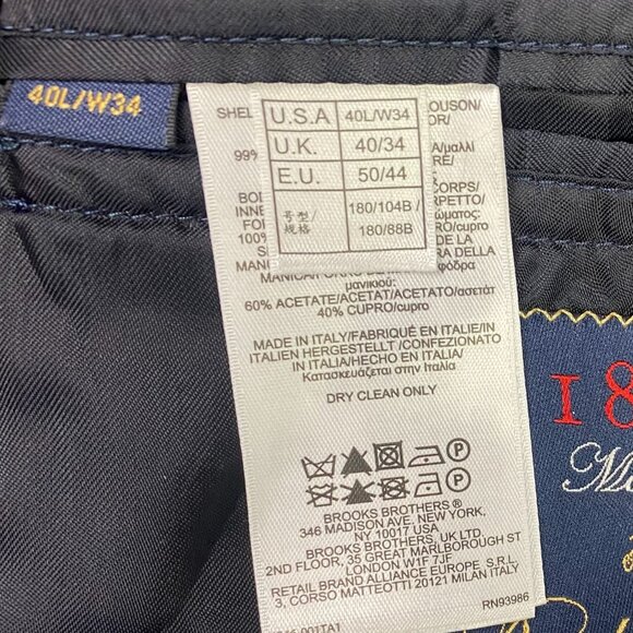 Brooks Brothers Madison Blazer Sport Coat Men's 40L Navy Blue Pinstripe Barberis - Picture 8 of 16